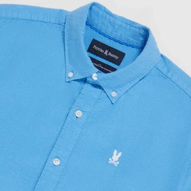 Alton Seersucker Shirt S/S: Pool Blue