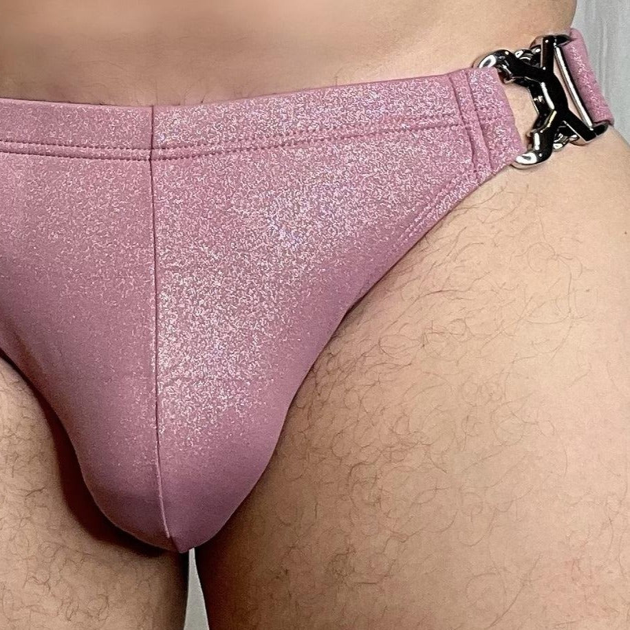 Glitter Clasp Swim Brief: Pink