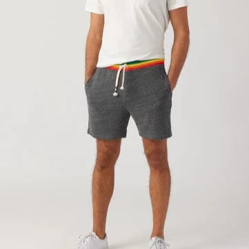 Rainbow Stripe Short: Grey