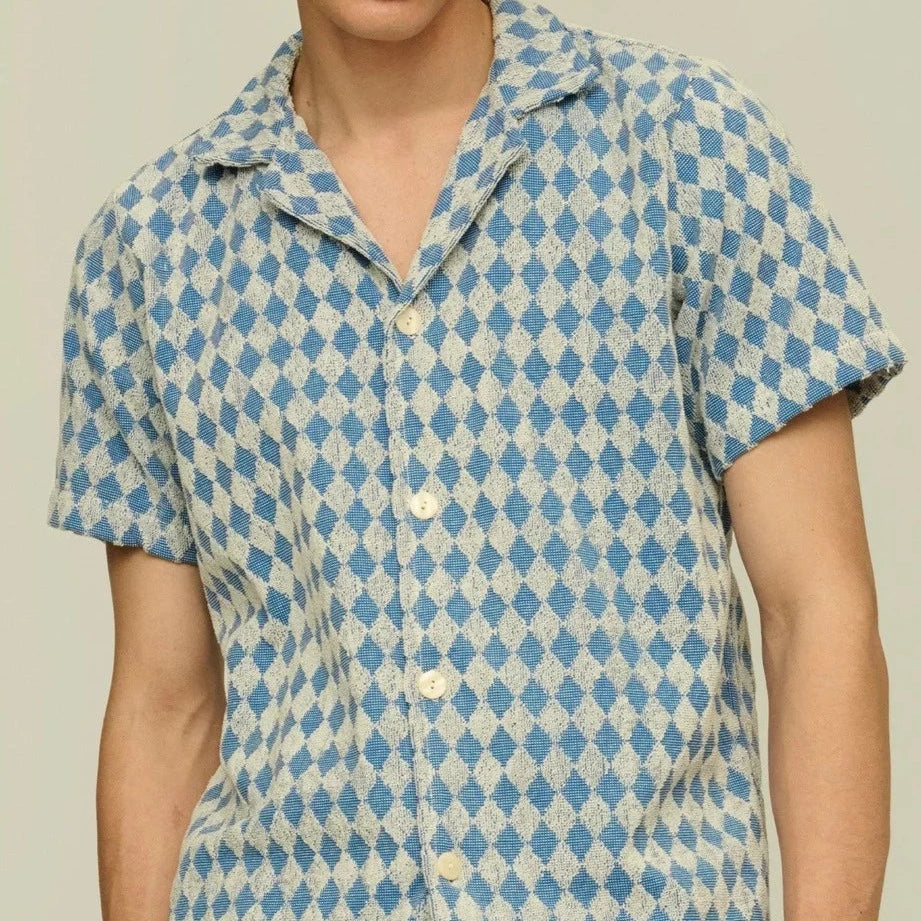 Diamond Terry Cuba Shirt: Blue