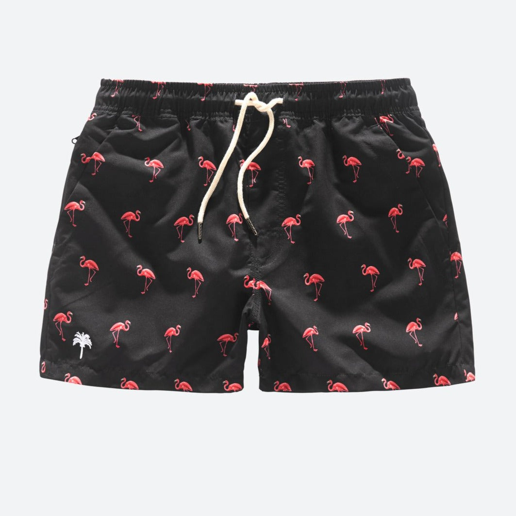 Flamingo Swim Shorts: Black
