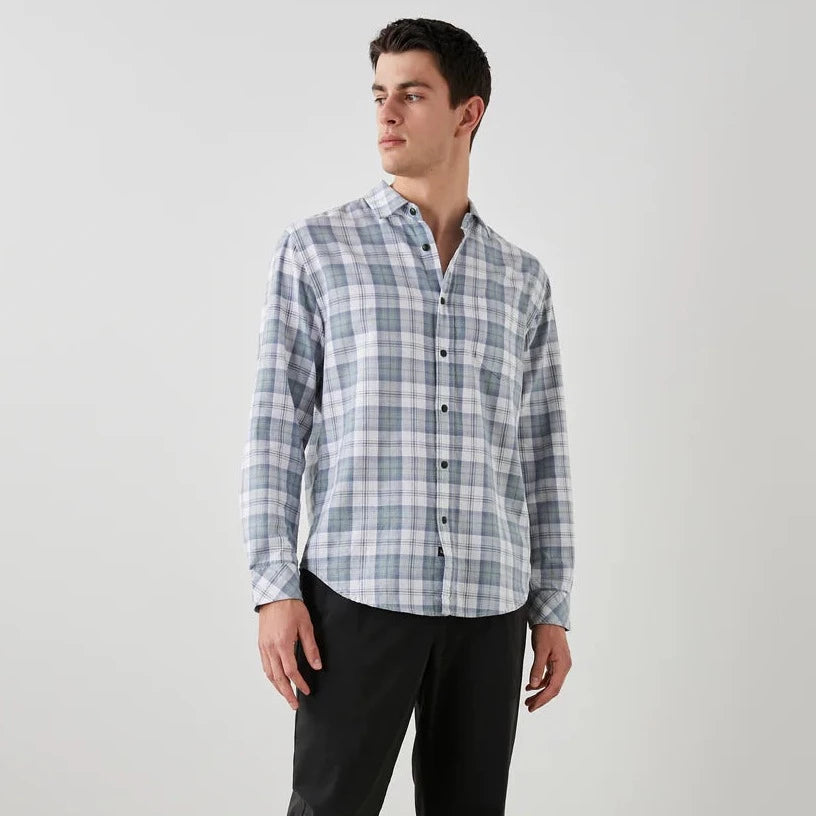 Wyatt Shirt L/S: Sage Steel White